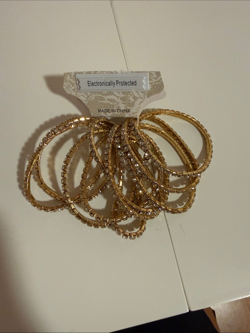 Gold Crystal Stretch Bangle Bracelet Set - Women Jewelry